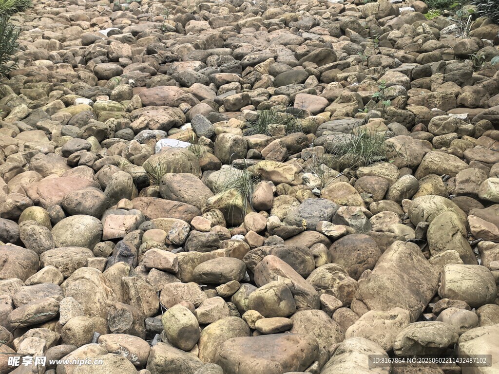 鋪滿鵝卵石的地面景象