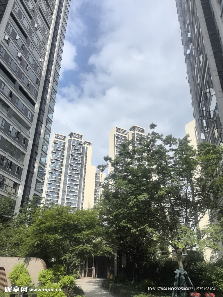 城市住宅區的綠植景觀