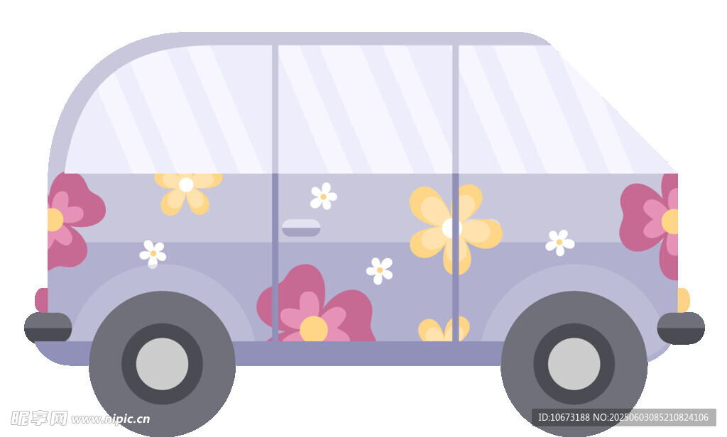 花飾紫色面包車