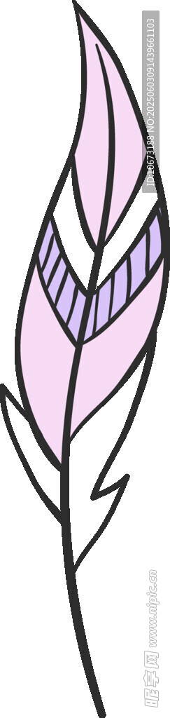 簡約紫色葉片插畫圖案