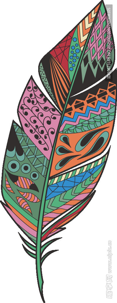 彩色羽毛圖案藝術插畫