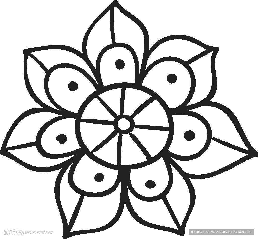 簡約黑白花朵圖案設計
