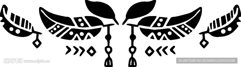 民族風(fēng)雙葉掛飾圖案設(shè)計(jì)