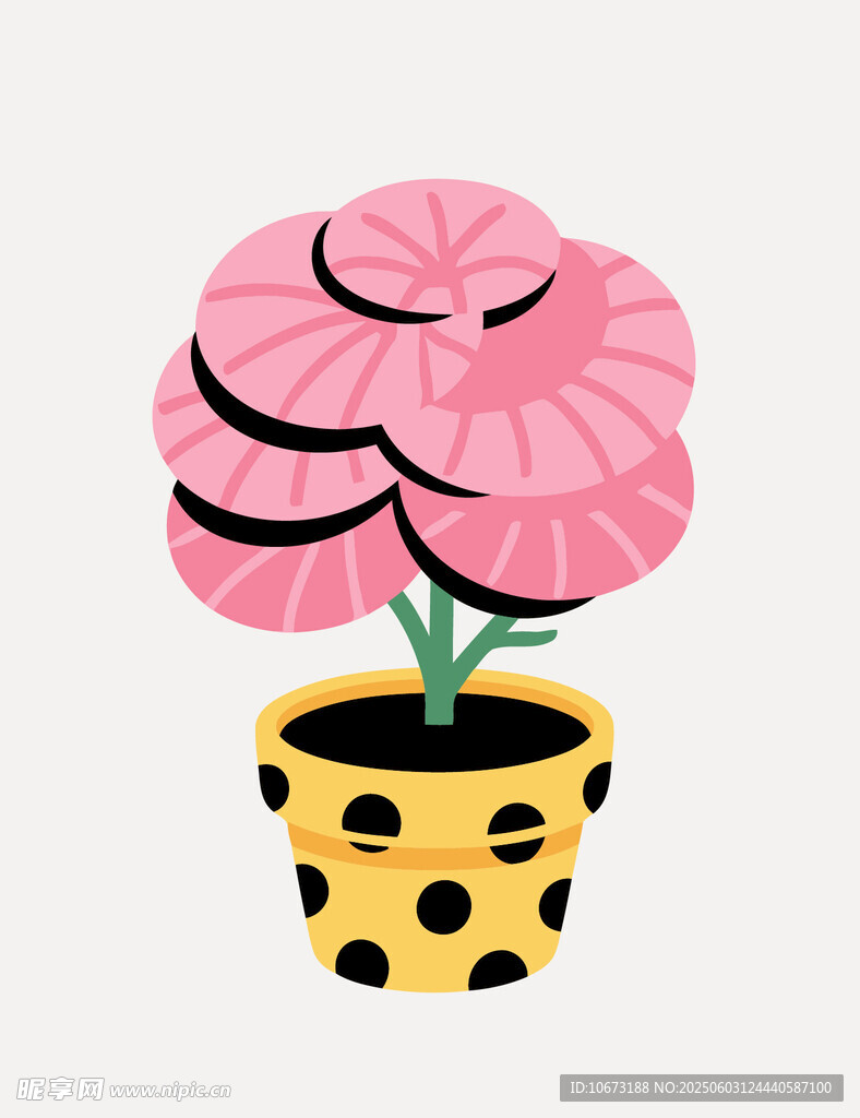 粉色盆栽插畫