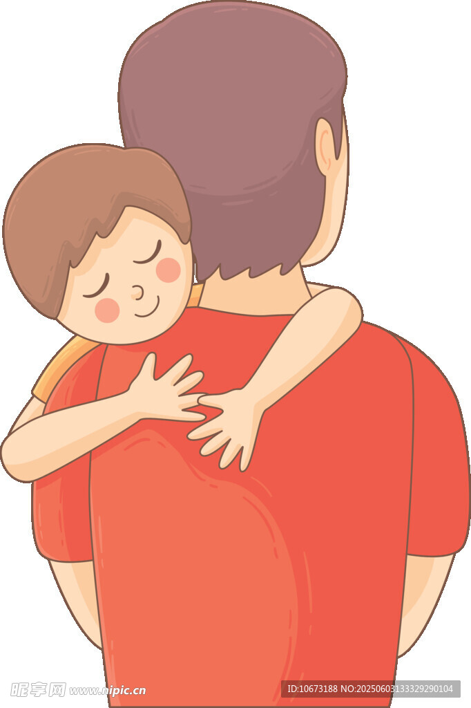 孩子依偎在父親背上