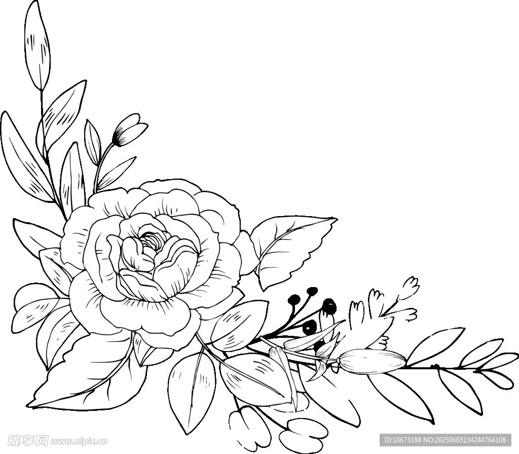 花卉線描插畫