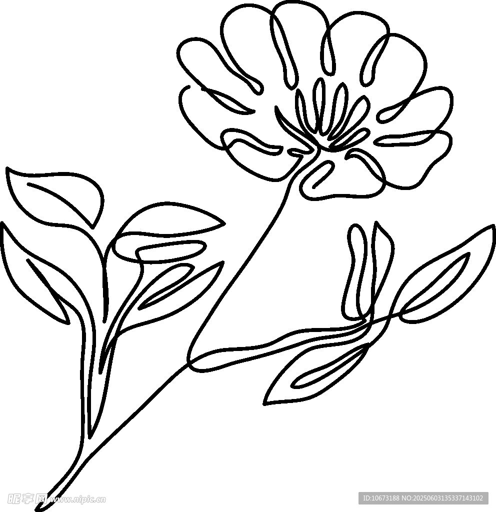簡(jiǎn)約線條花卉圖案