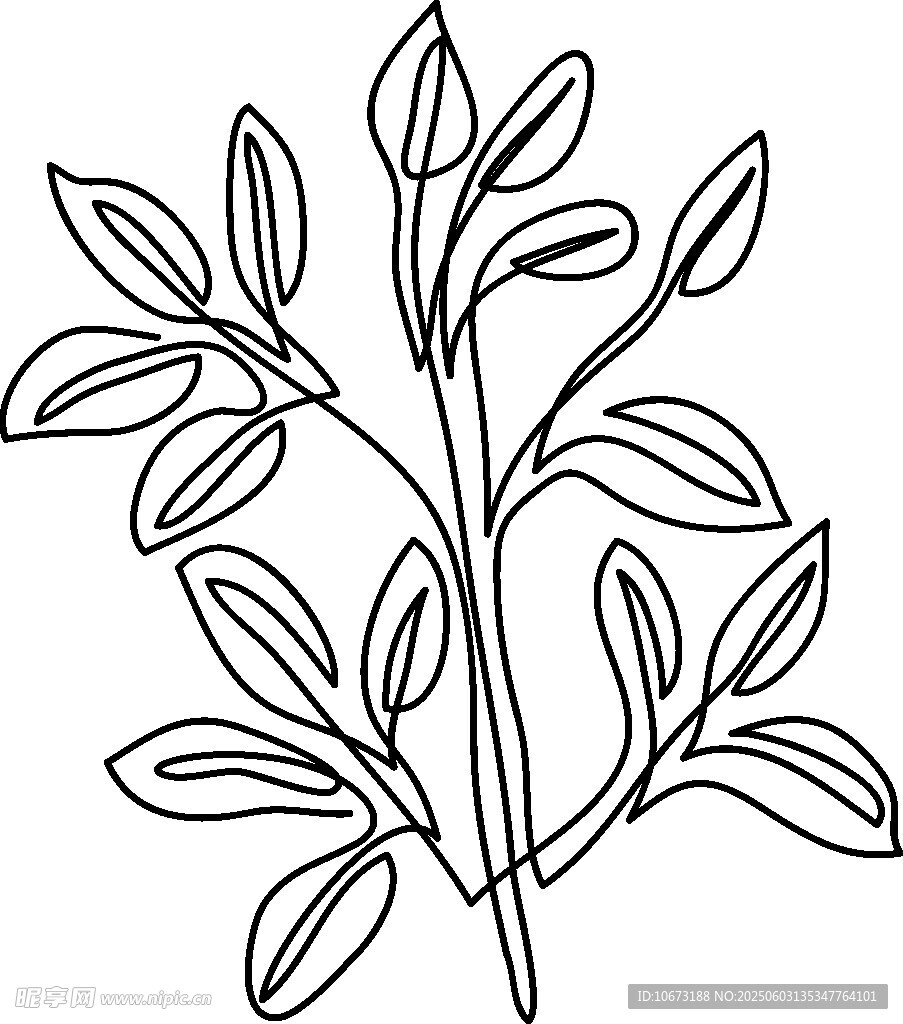 簡(jiǎn)約線條植物枝葉圖案