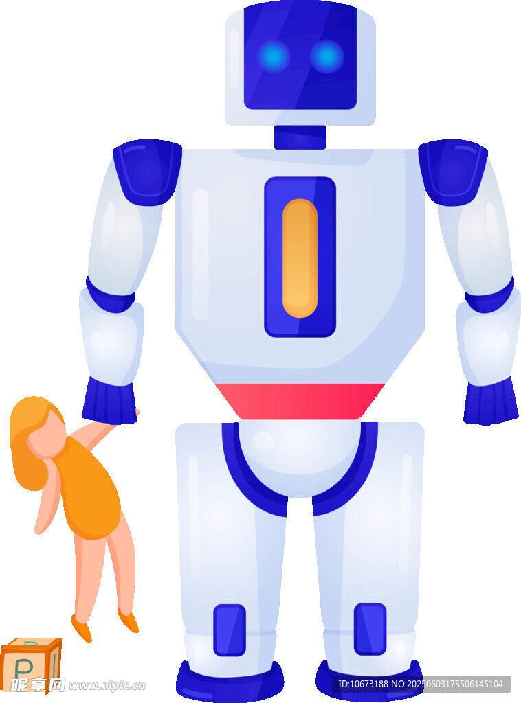 小孩與高大機器人互動
