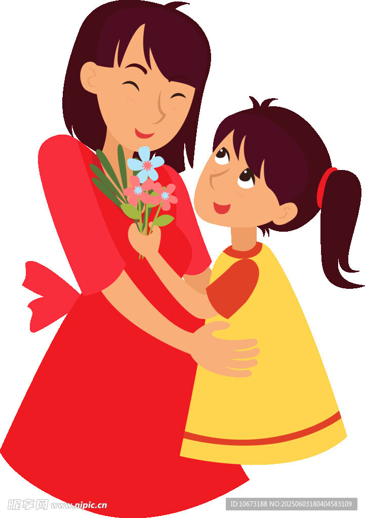 母女溫馨相擁送花時刻