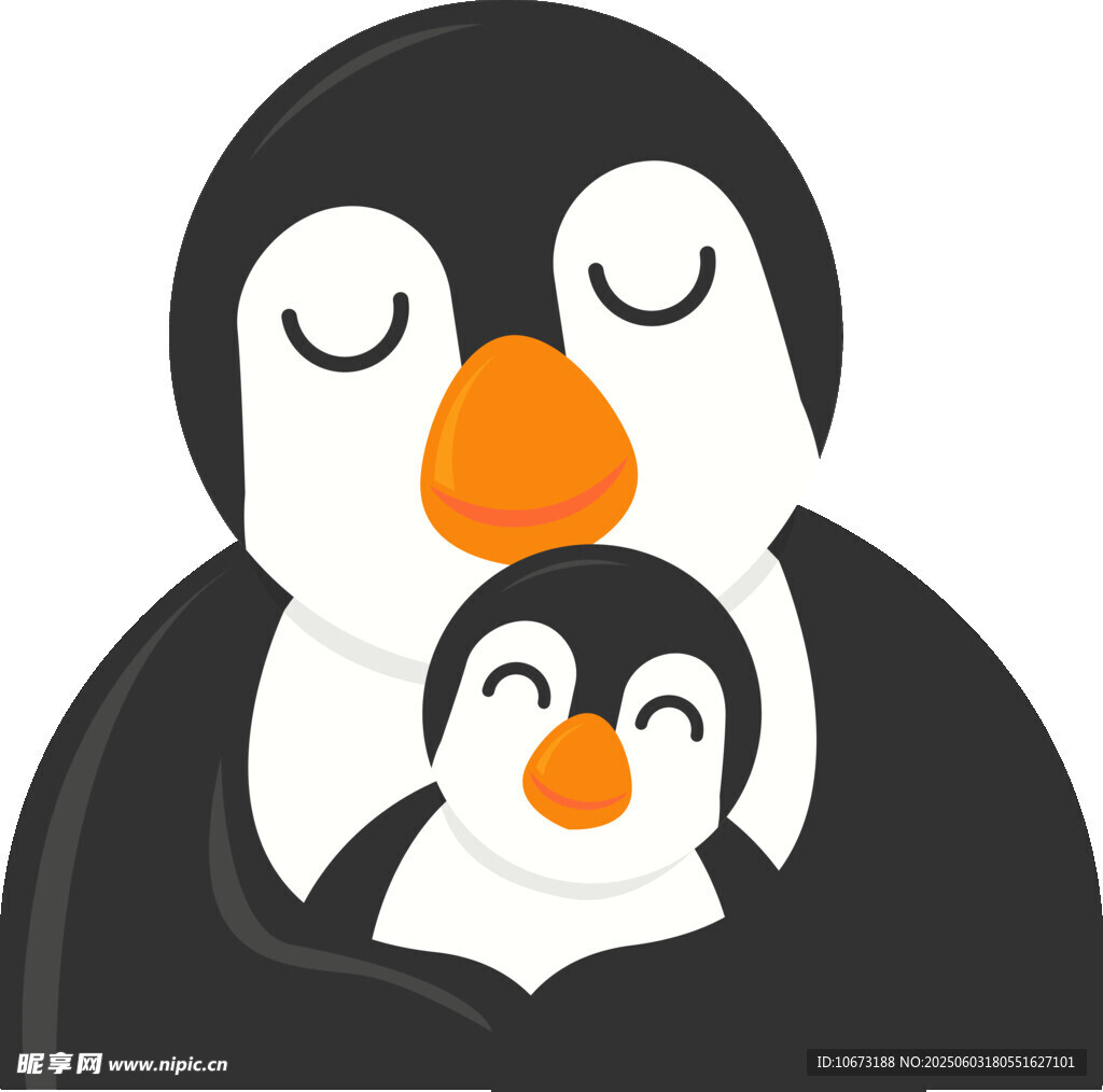 企鵝母子溫馨相擁