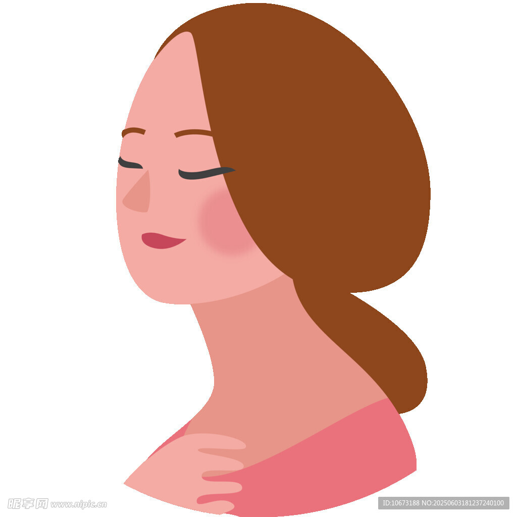閉眼微笑的溫柔女性形象