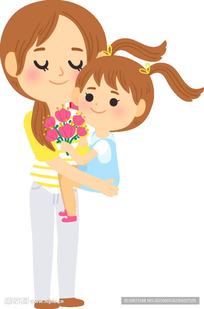 女兒獻(xiàn)花給媽媽的溫馨時(shí)刻