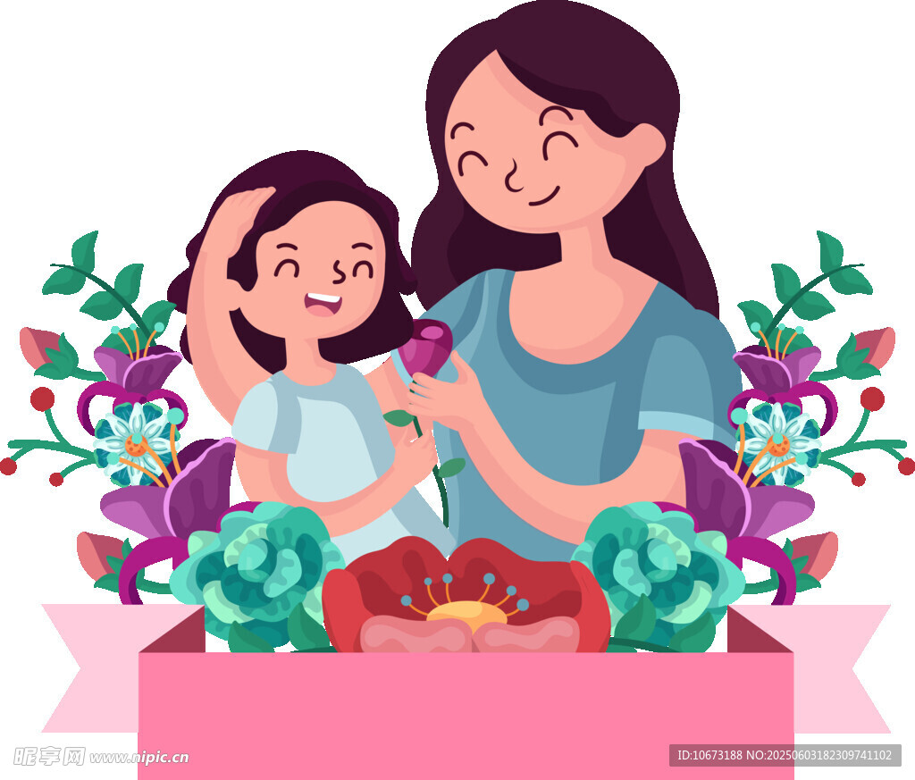母女溫馨時刻 鮮花相伴