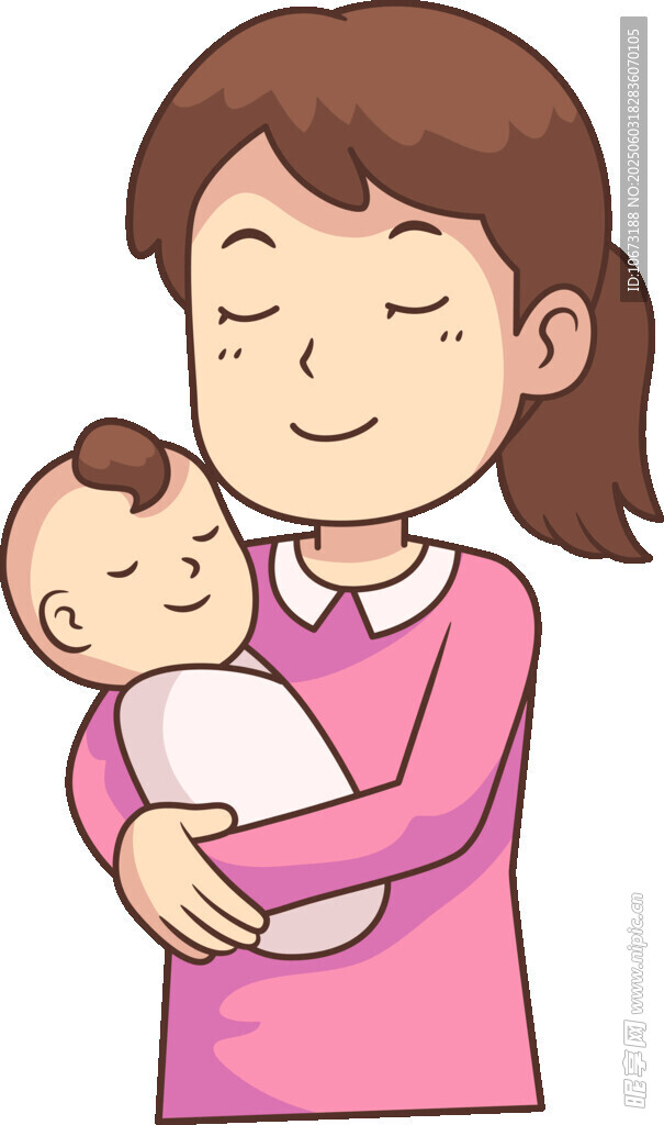 母親溫柔懷抱中的可愛嬰兒