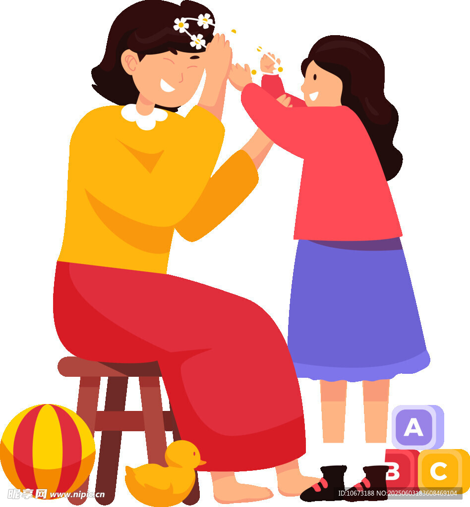 孫女給奶奶戴花
