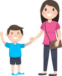 母子牽手出行