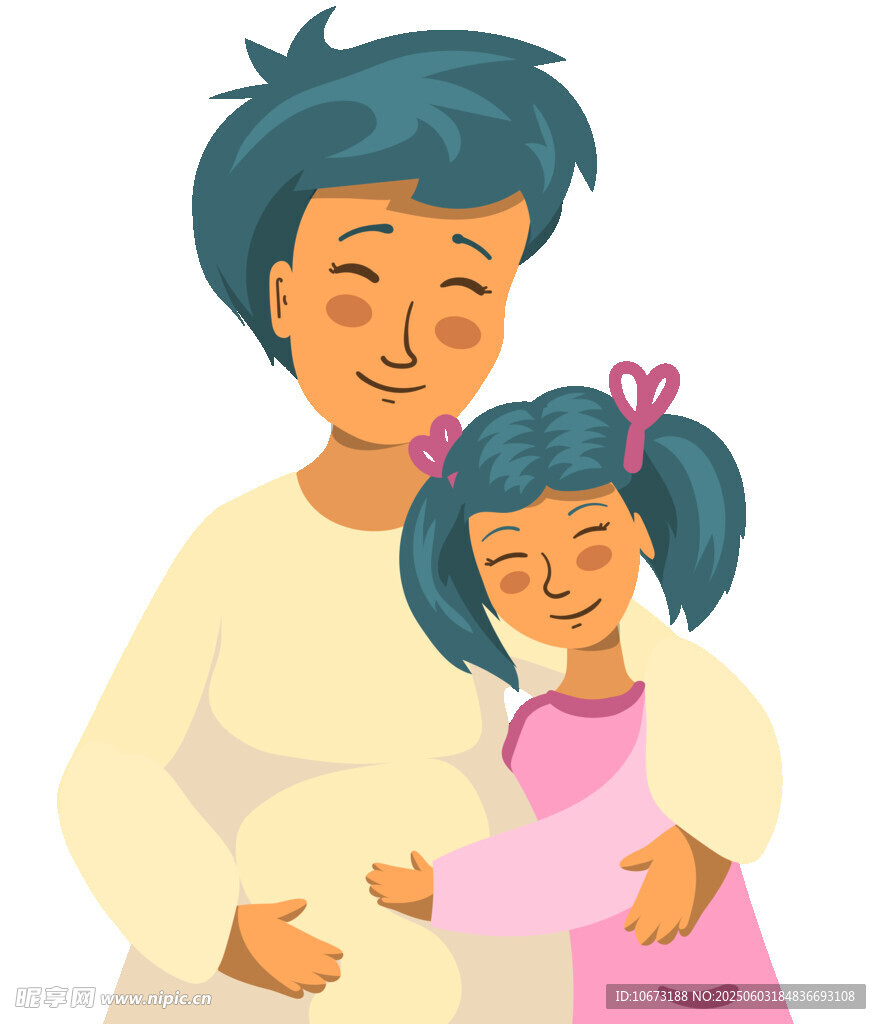 孕婦與小女孩溫馨相擁