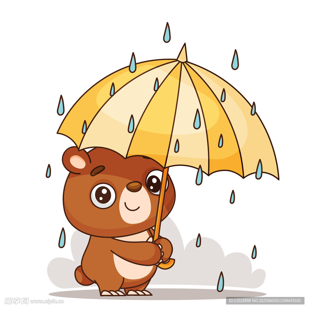 撐傘小熊在雨中
