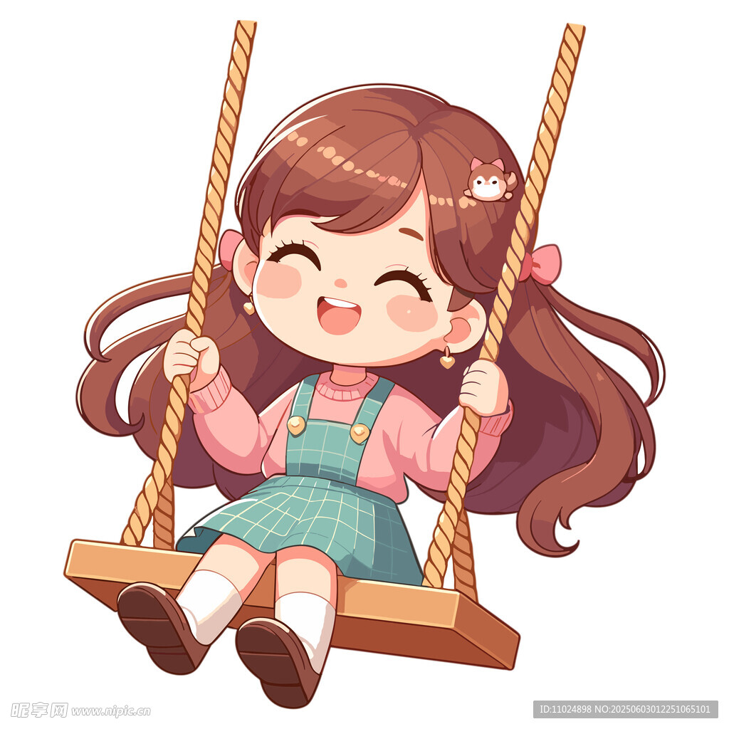 女孩開心蕩秋千