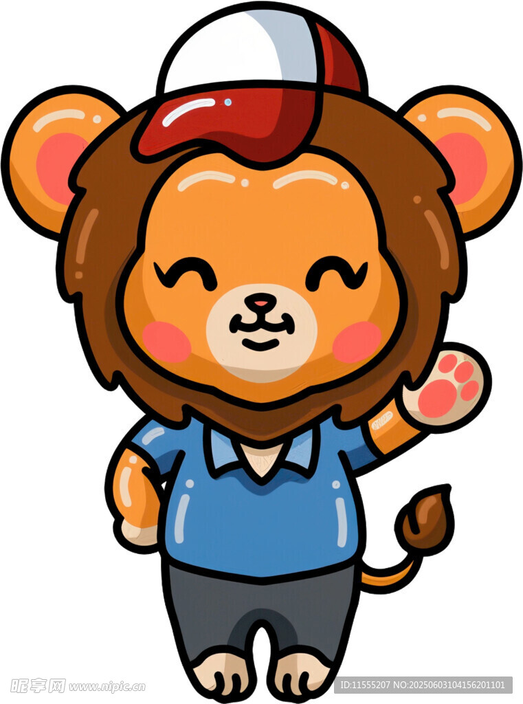 卡通小獅子揮手形象