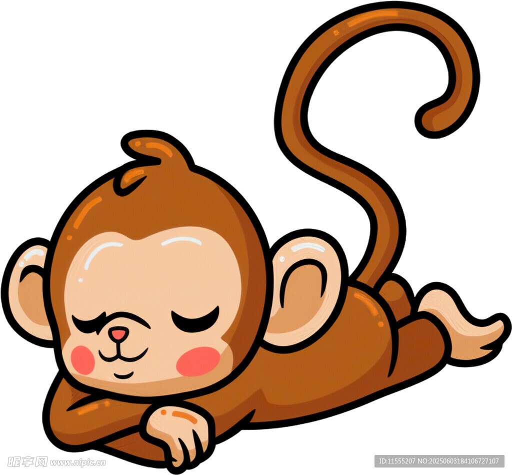 趴著的可愛小猴子