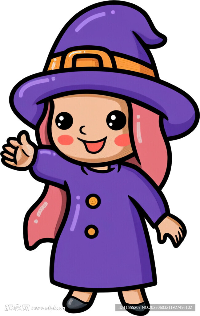 可愛小女巫揮手示意