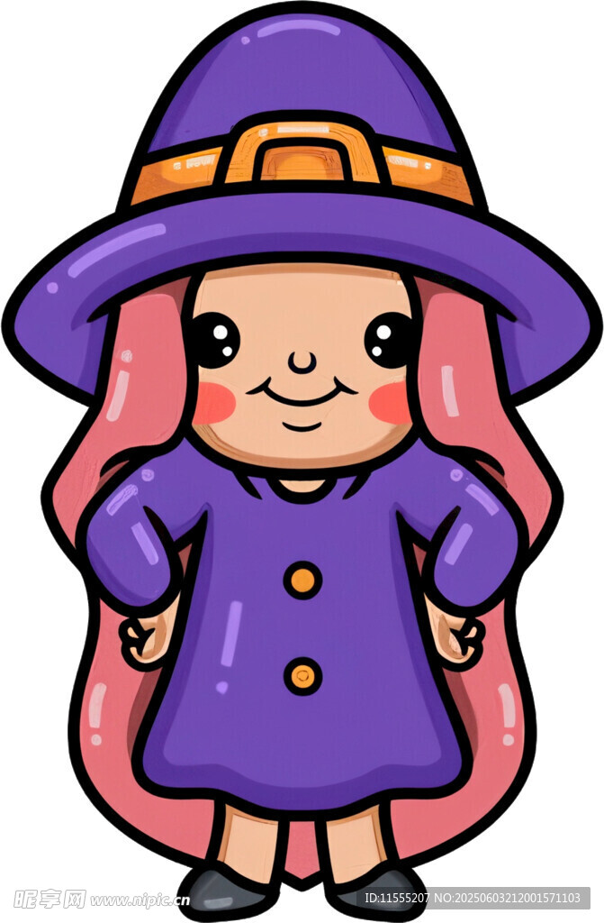 可愛粉色頭發(fā)小女巫