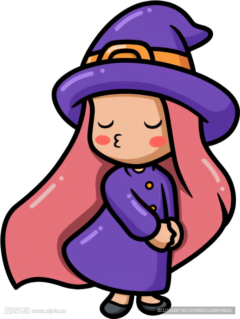 可愛小女巫閉眼祈禱