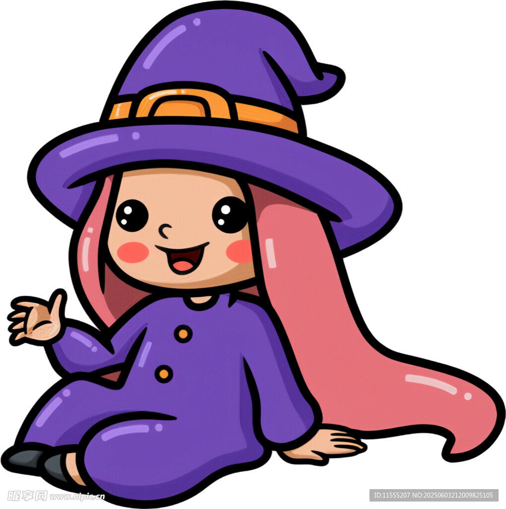 可愛小女巫俏皮坐姿