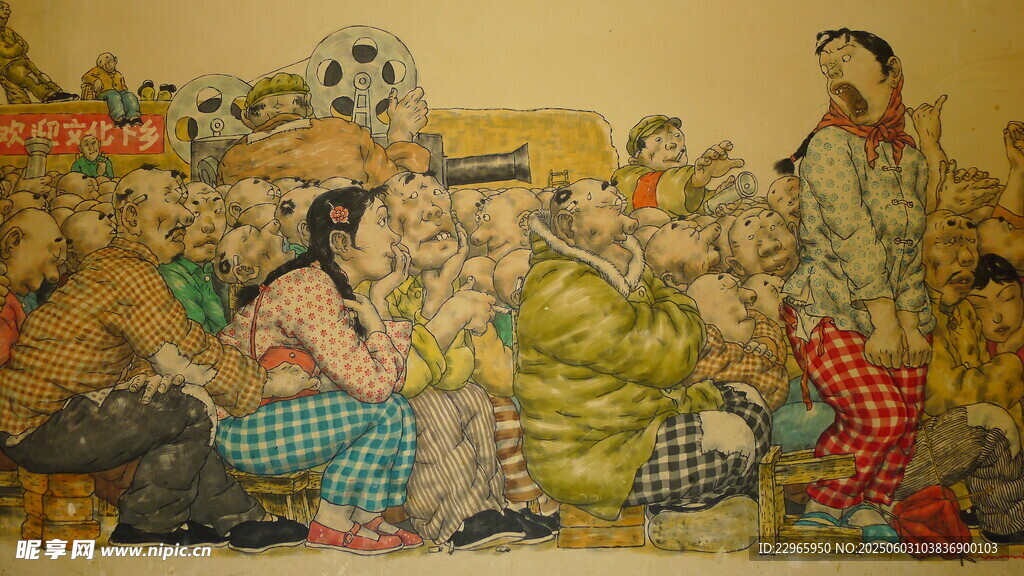 傳統民俗場景繪畫作品