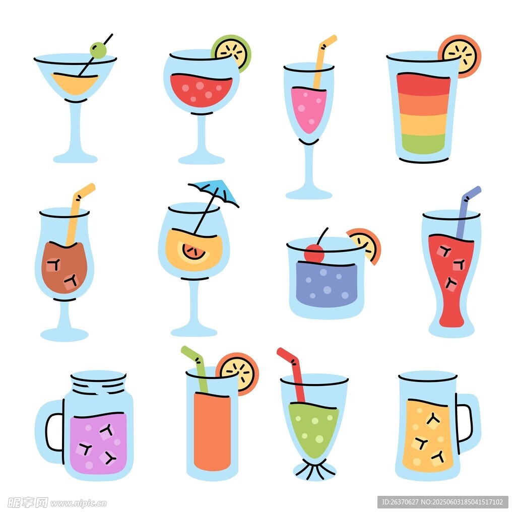 卡通飲品雞尾酒插圖