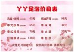 足浴 價目表 展示