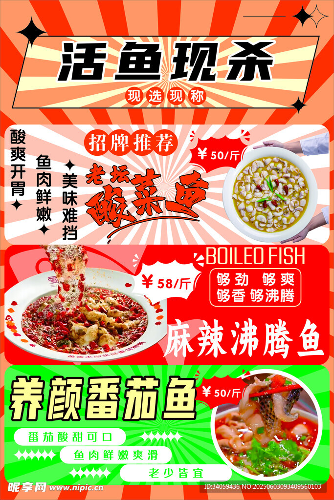 活魚(yú)現(xiàn)殺特色魚(yú)肴海報(bào)
