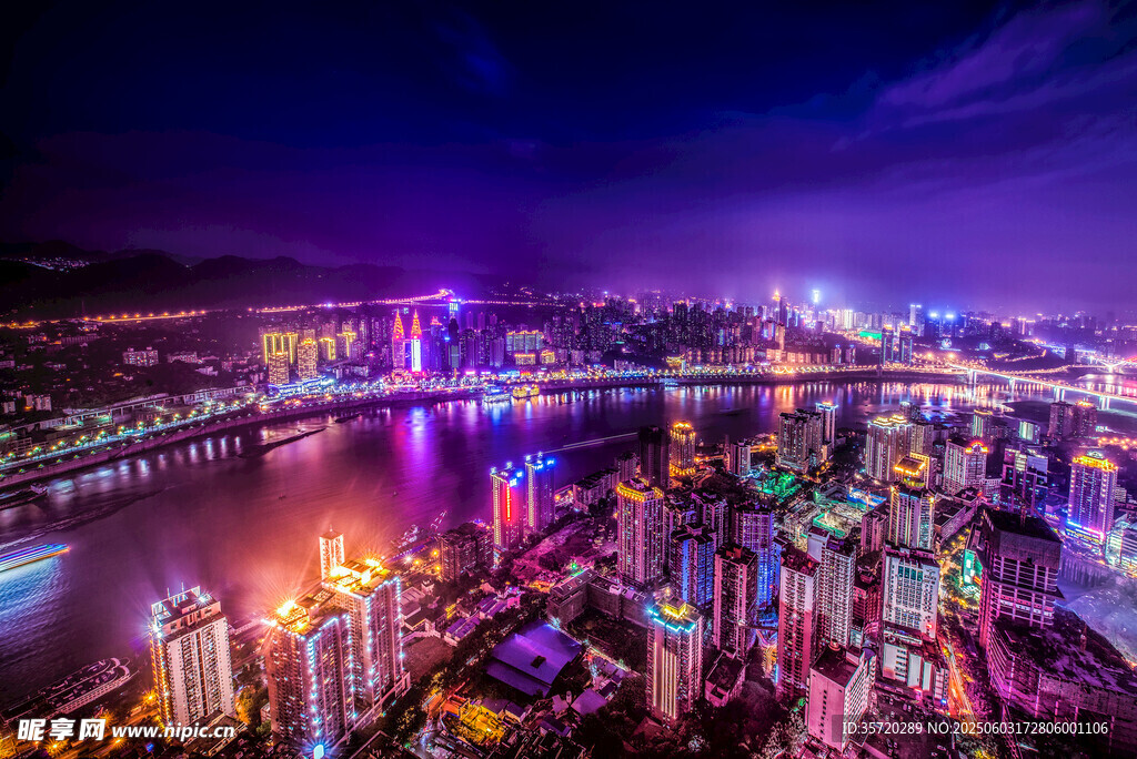 璀璨都市夜景俯瞰圖