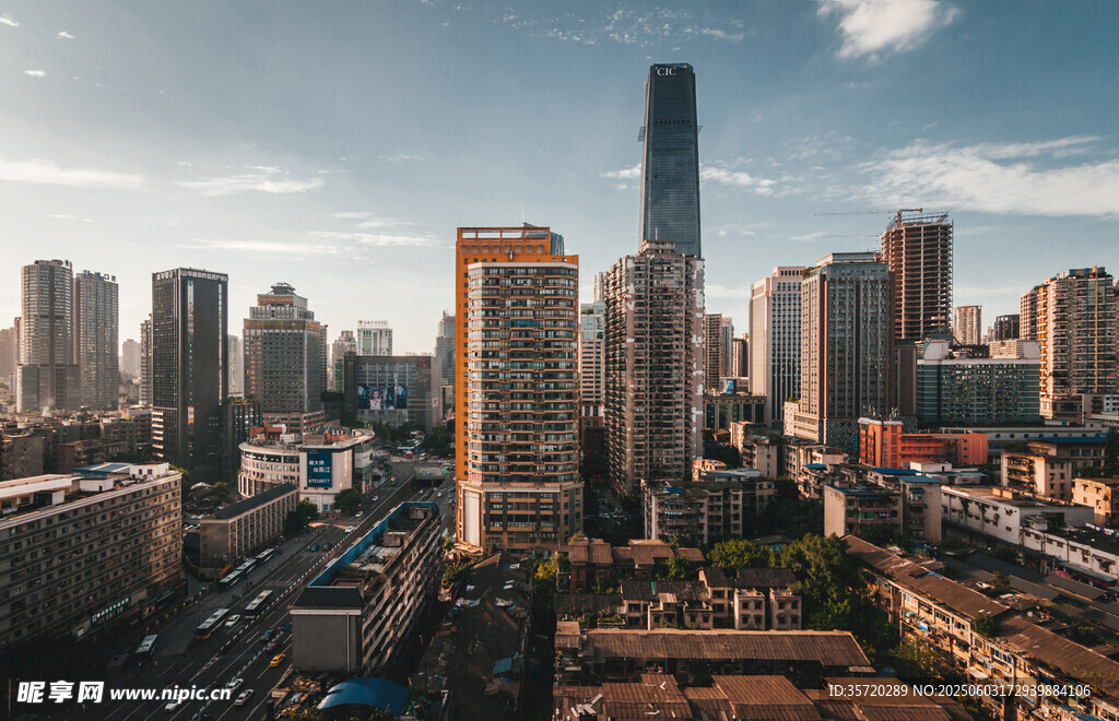 繁華都市天際線景觀