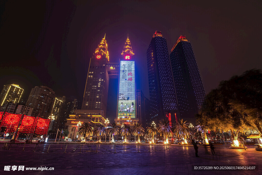 迪拜璀璨夜景摩天大樓