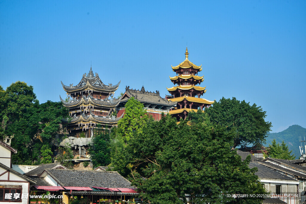 古色古香的中式塔樓景觀
