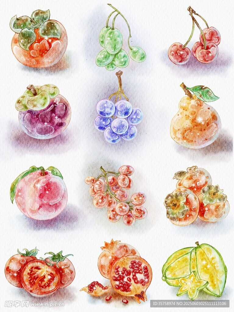 水果水彩插畫