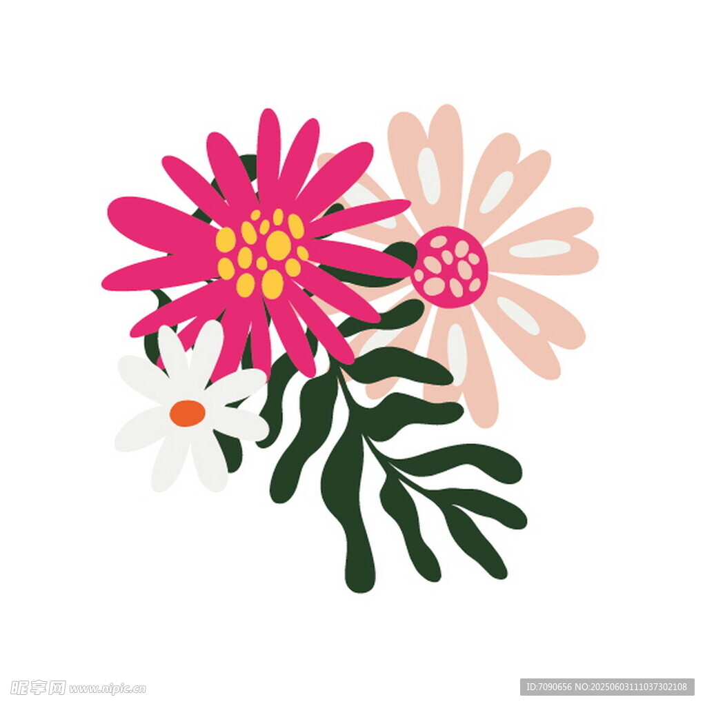 多彩花卉插畫