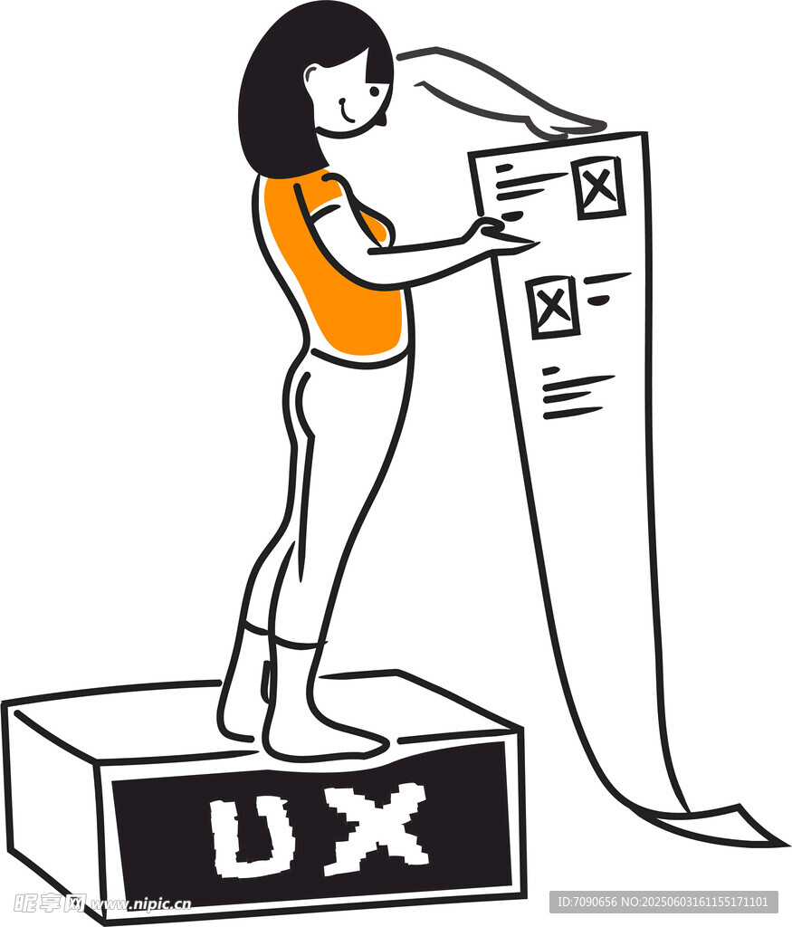 女孩站在DX盒上查看圖紙
