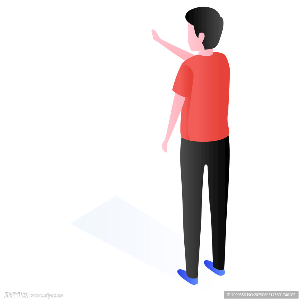 紅衣男子指向前方