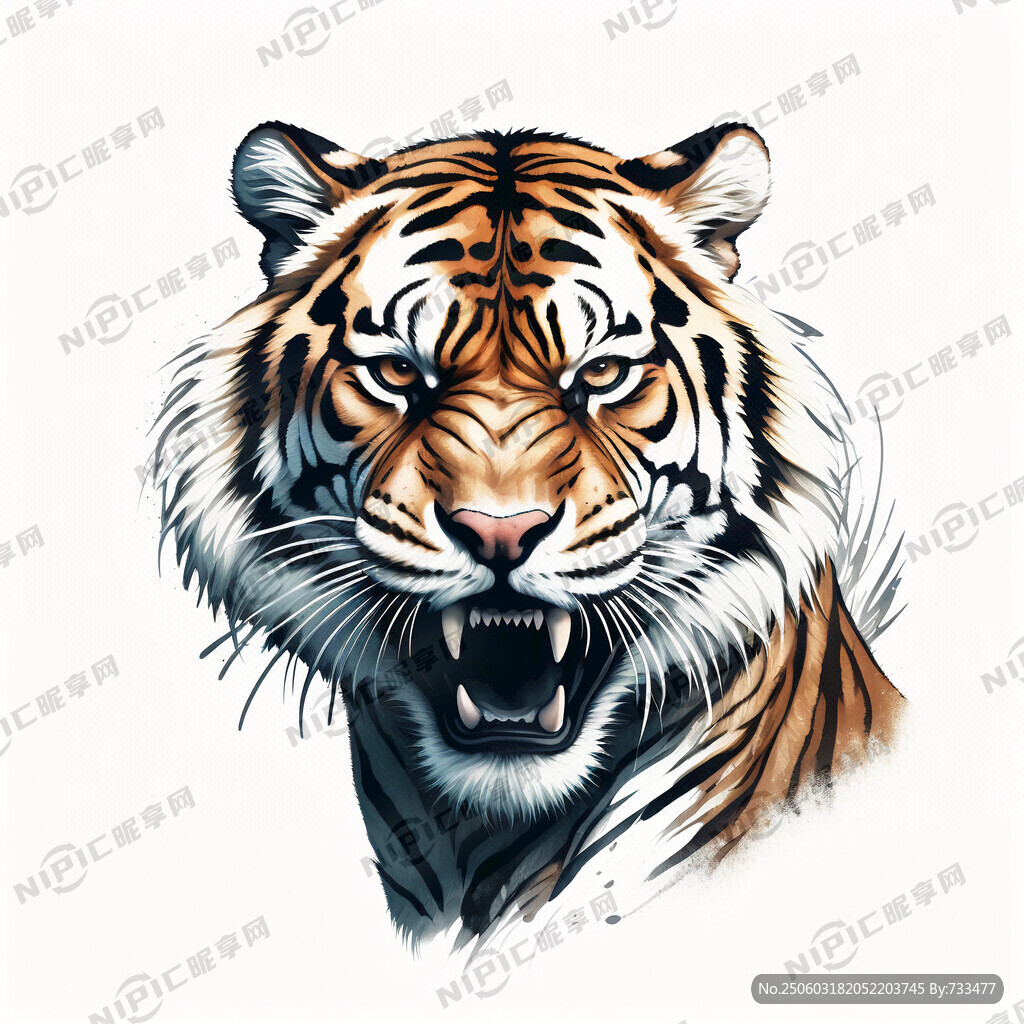 威嚴(yán)而且兇猛的猛虎頭像