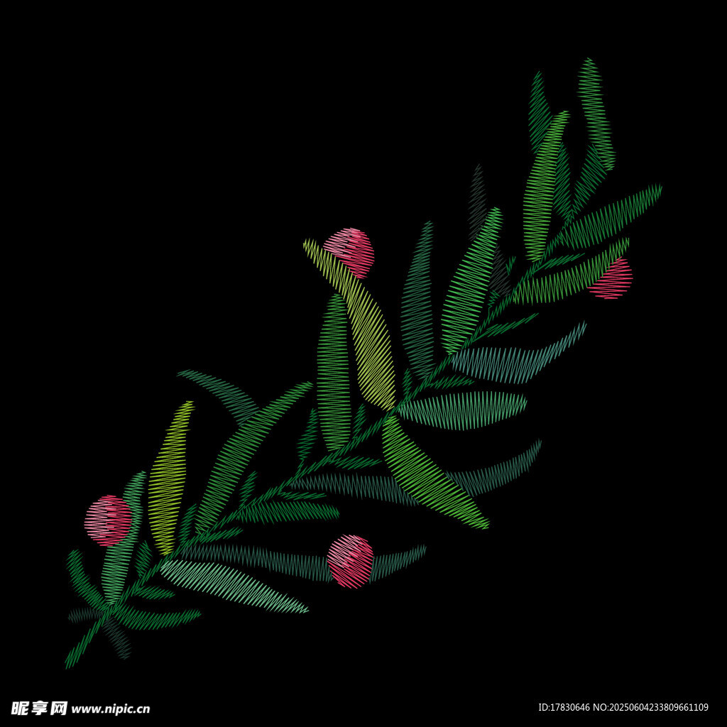 多彩刺繡花卉圖案