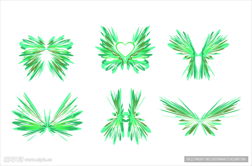 綠色葉片裝飾圖案集合