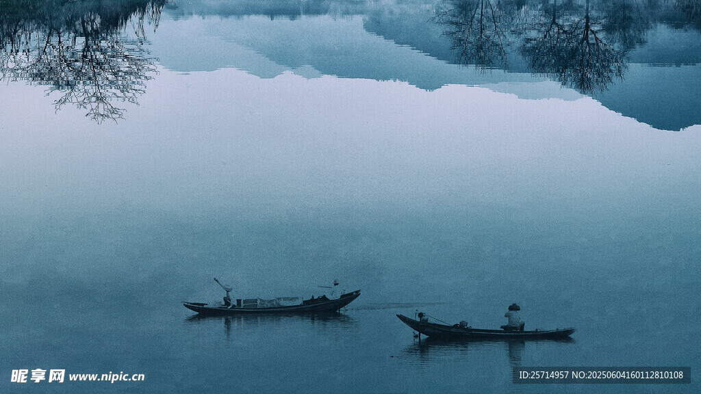 江上扁舟悠然景