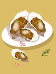 美味醬香生蠔手繪插畫(huà)