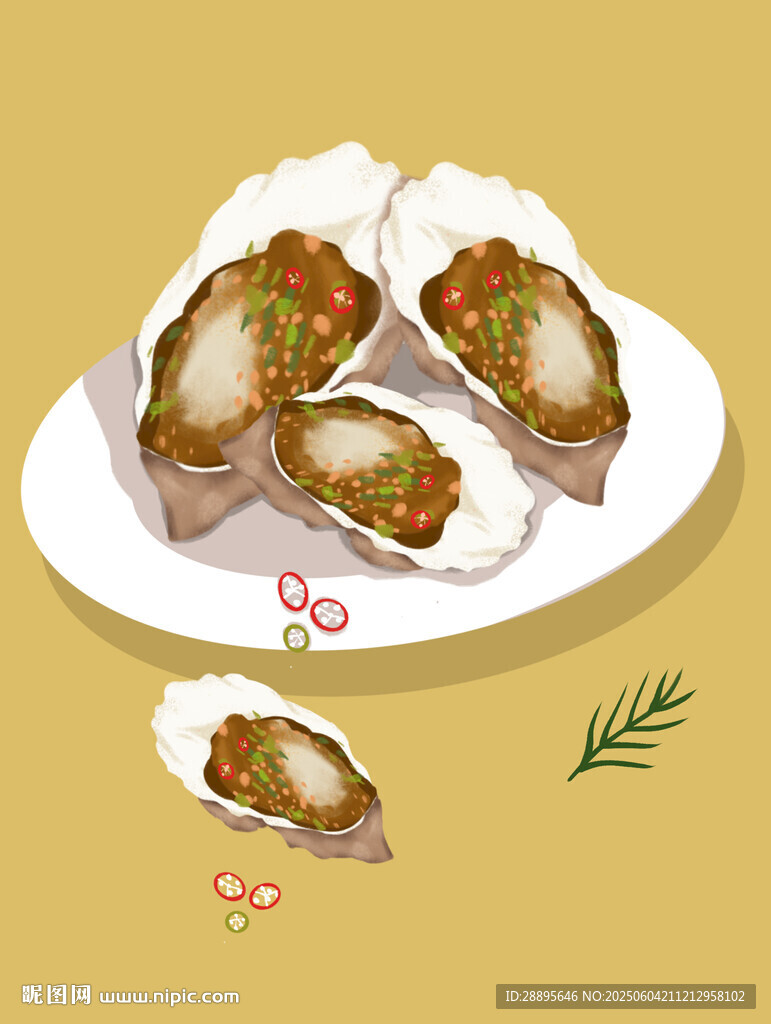 美味醬香生蠔手繪插畫(huà)