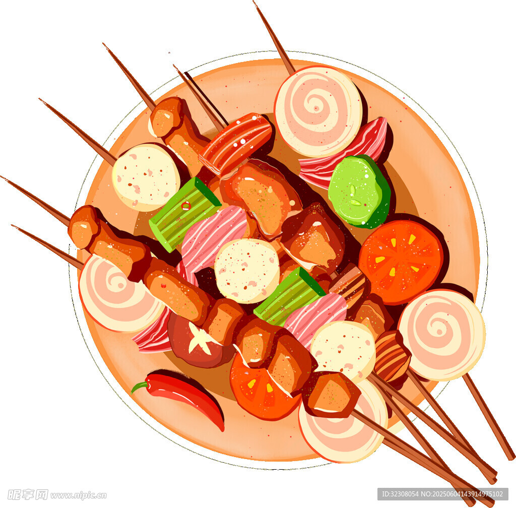 美味烤肉串拼盤