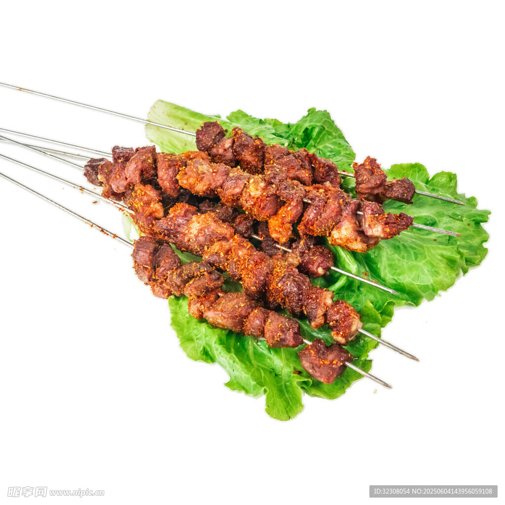 美味烤肉串配新鮮生菜